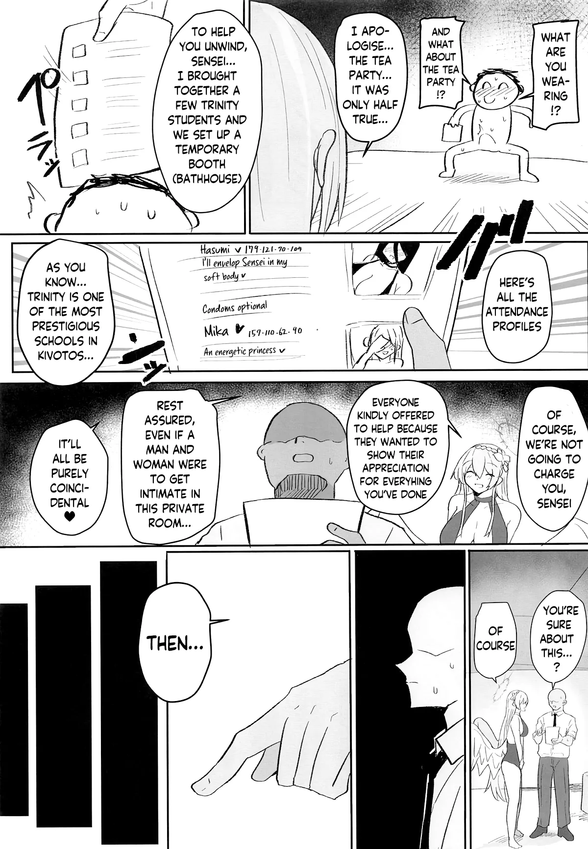 (C108) [Accel Synchro (synchron)] Trinity Shanikusai "Chou" Koukyuu Soapland ~Sensei Dake no Royal Gohoushi~ | Trinity Carnival "Super" High-End Soapland ~A Royal Service Just For Sensei~ (Blue Archive) [English] - Page 4