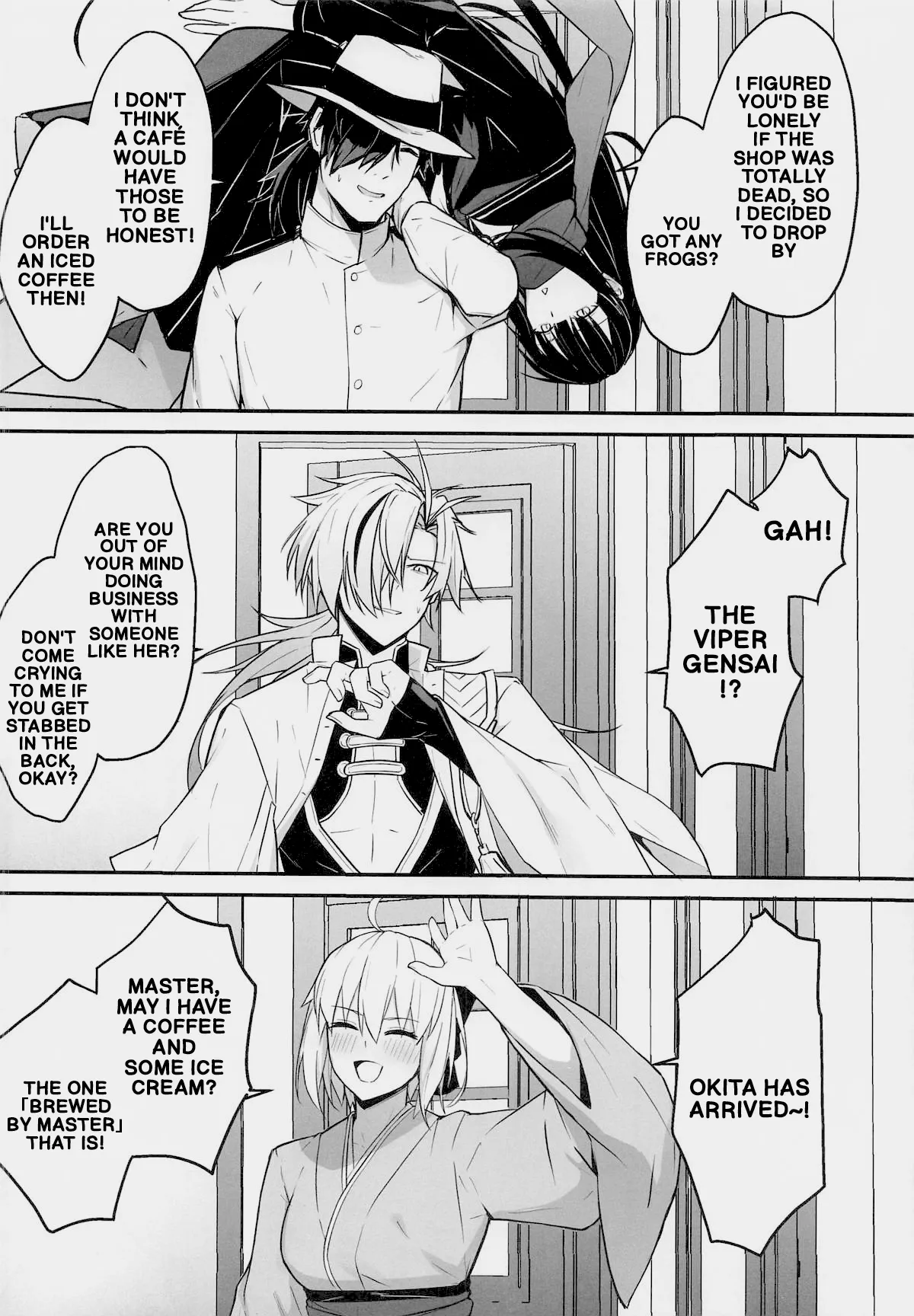 (C108) [Natsuzame] Gensai-chan to Love Love Kissaten Keiei | Running a Sweet, Lovey-Dovey Coffee Shop Side-by-Side with Gensai (Fate/Grand Order) [English] - Page 7