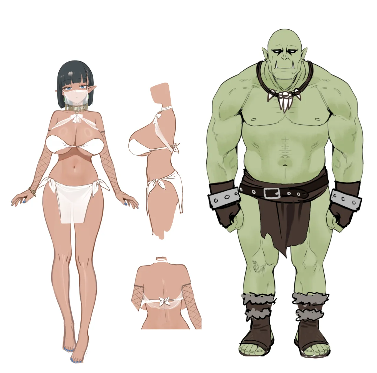 [Master of Tea & Chaos Studio (Sencha Bashira, Mugicha Bashira)] Yosei Shoukan 3-goushitsu Lacy ~Kasshoku Hada Elf o Shimei Shita Dotei Orc~ 1 | 精灵妓院 3号技师蕾西～指名了褐色肌肤精灵的处男兽人先生～ 1 [Chinese] [白杨汉化组] [Decensored] - Page 52