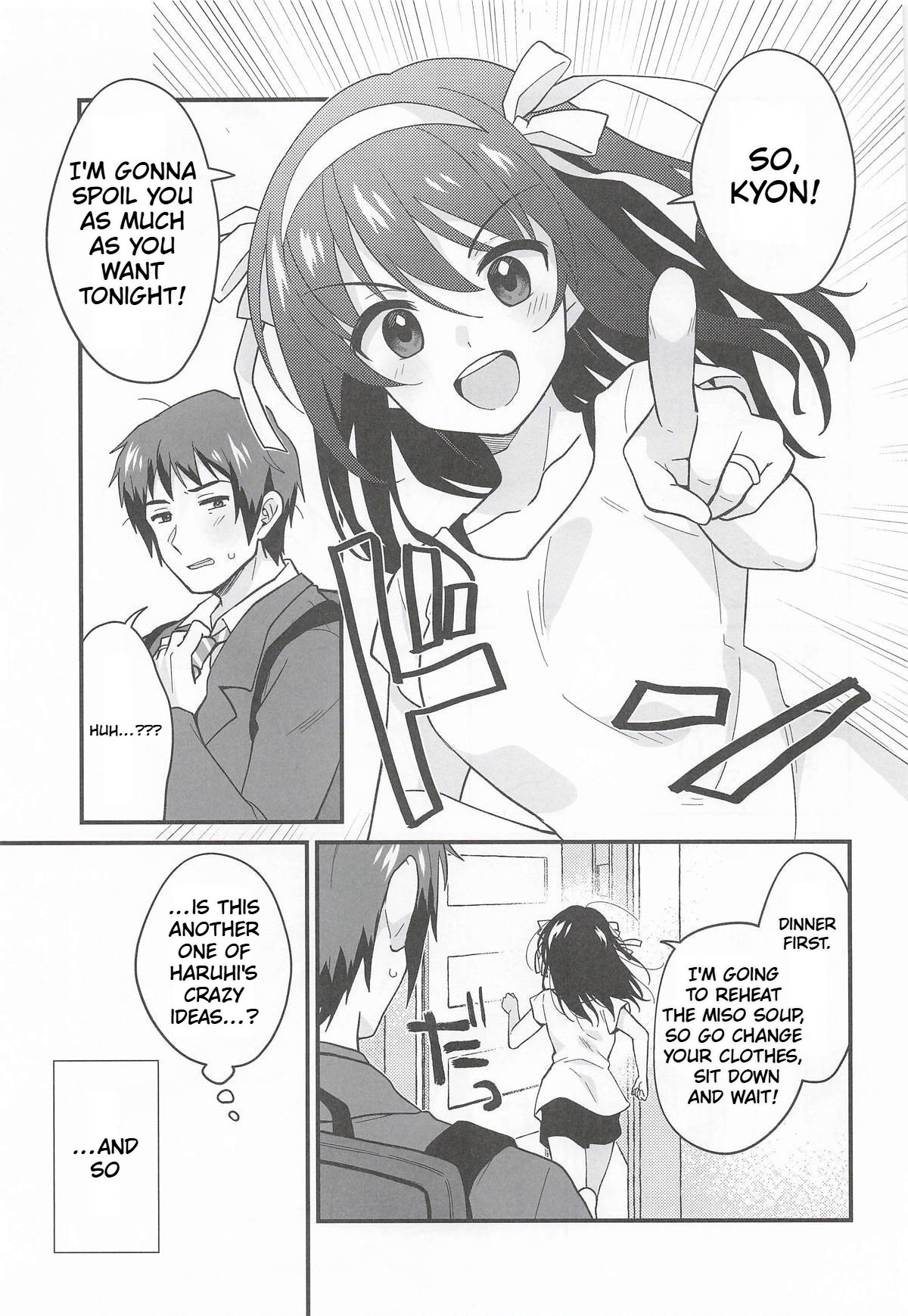 (C108) [Niwatoritowani (Taiki)] Amaete Ii wa yo  | It's ok to be spoiled a little (Suzumiya Haruhi no Yuuutsu) [English] [CCCdoujins Translations] - Page 4